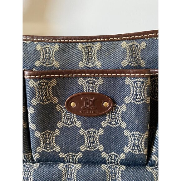 CELINE Paris Macadam Denim Signature Denim Flap Messenger Bag Y2K Shoulder - Picture 11 of 16